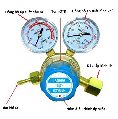 Đồng hồ oxy Tanaka (Van giảm áp có đồng hồ)